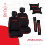 Kırmızı Biyeli Kırmızı Honda Nakışlı Oto Minder Seti