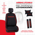 Kırmızı Biyeli Kırmızı Honda Nakışlı Oto Minder Seti - Görsel 2