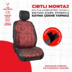 Kırmızı Cam Kırığı Jakar Dokuma Oto Minderi - Görsel 3