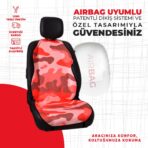 Dijital Baskılı Kırmızı Kamuflaj Desen Oto Minderi - Görsel 2