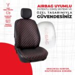 Kırmızı Kapitone Siyah Suni Deri Oto Minderi - Görsel 2