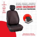 Kırmızı Kapitone Siyah Suni Deri Oto Minderi - Görsel 4