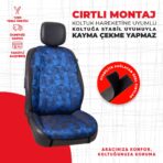 Mavi Cam Kırığı Jakar Dokuma Oto Minderi - Görsel 3