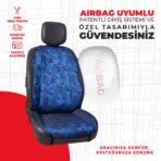 Mavi Cam Kırığı Jakar Dokuma Oto Minderi - Görsel 2