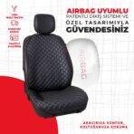Mavi Kapitone Siyah Suni Deri Oto Minderi - Görsel 2