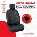 Mavi Kapitone Siyah Suni Deri Oto Minderi - Görsel 3