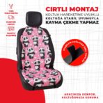 Dijital Baskılı Pembe Panda Desen Oto Minderi - Görsel 3