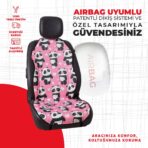 Dijital Baskılı Pembe Panda Desen Oto Minderi - Görsel 2