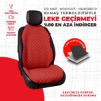 Siyah Kapitone Kırmızı Nubuk Dokuma Oto Minderi - Görsel 4