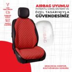 Siyah Kapitone Kırmızı Nubuk Dokuma Oto Minderi - Görsel 2