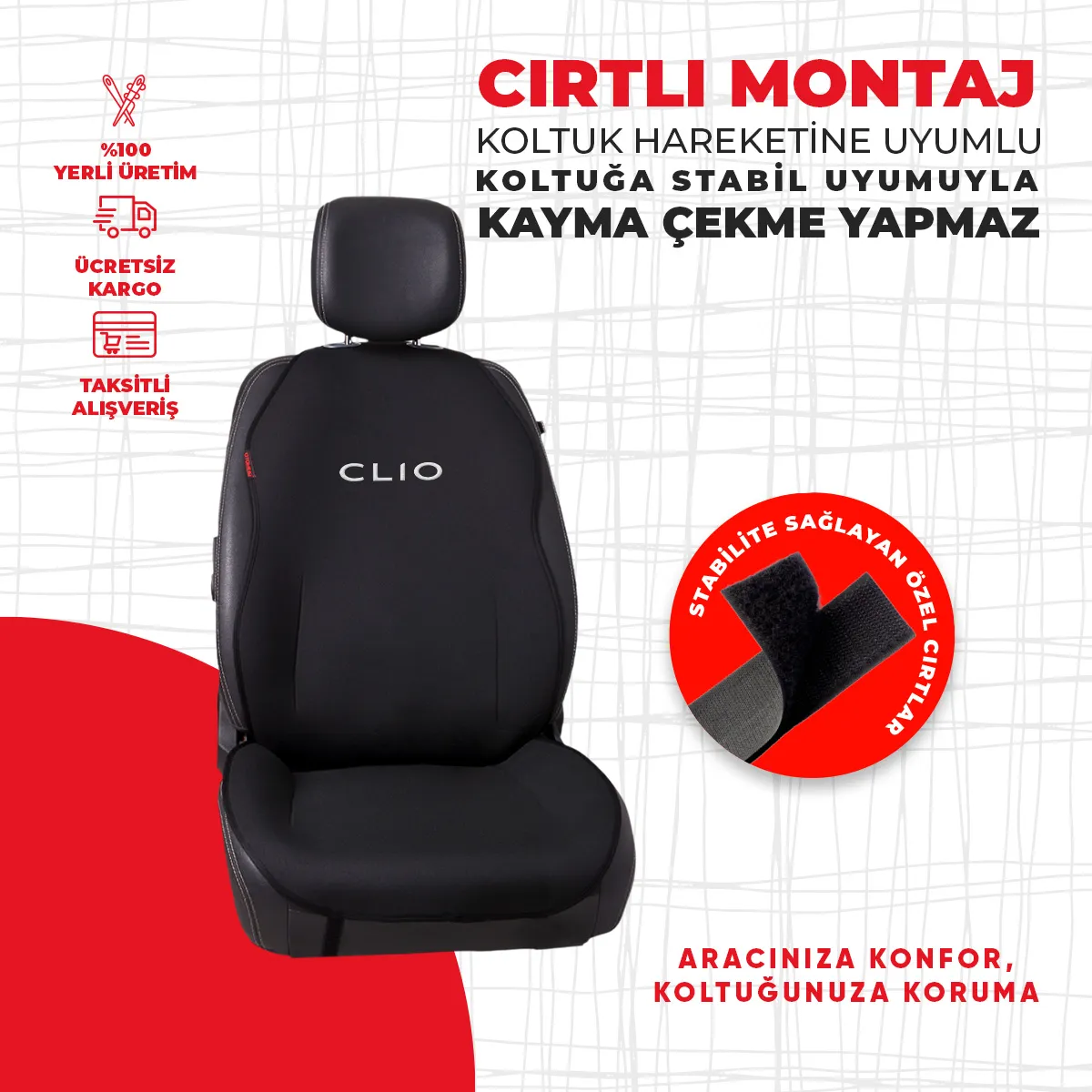 Renault Clio Nakışlı Oto Minderi - Görsel 3